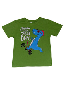 Cottonworld Boy's Tshirts Boy's Cotton Elastane Green Regular Fit Tshirt