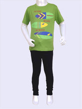 Load image into Gallery viewer, Cottonworld Boy&#39;s Tshirts Boy&#39;s Cotton Elastane Green Regular Fit Tshirt