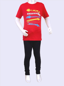 Cottonworld Boy's Tshirts Boy's Cotton Elastane Red Regular Fit Tshirt